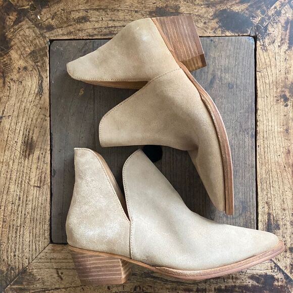 Free People Suede Cream Colored Booties - Picture 1 of 6